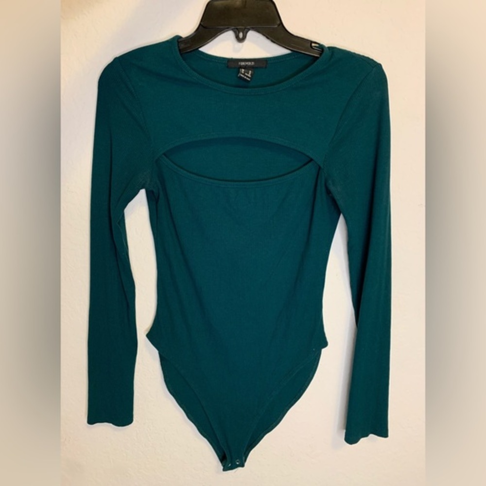 Green Front Cut-out Bodysuit